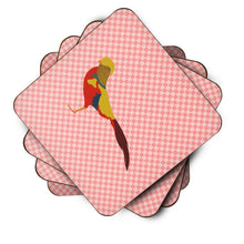 Load image into Gallery viewer, Golden or Chinese Pheasant Pink Check Foam Coaster  BB7928FC