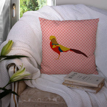 Load image into Gallery viewer, Golden or Chinese Pheasant Pink Check Throw Pillow - 14x14 Decorative Pillow – Art for Your Home &amp; Patio BB7928PW1414