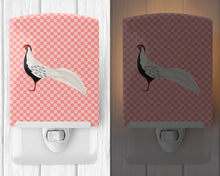 Load image into Gallery viewer, Silver Pheasant Pink Check Ceramic Night Light BB7929CNL