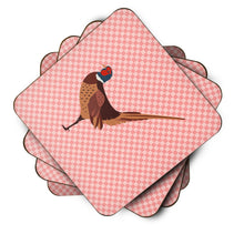 Load image into Gallery viewer, Ring-necked Common Pheasant Pink Check Foam Coaster  BB7930FC