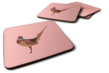 Load image into Gallery viewer, Ring-necked Common Pheasant Pink Check Foam Coaster  BB7930FC