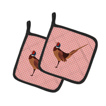 Load image into Gallery viewer, Ring-necked Common Pheasant Pink Check Pot Holders - Set of 2 - Heat-Resistant Kitchen Essentials BB7930PTHD