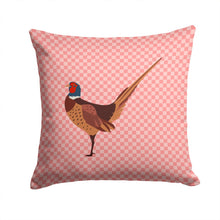 Load image into Gallery viewer, Ring-necked Common Pheasant Pink Check Throw Pillow - 14x14 Decorative Pillow – Art for Your Home &amp; Patio BB7930PW1414