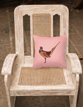 Load image into Gallery viewer, Ring-necked Common Pheasant Pink Check Fabric Decorative Pillow BB7930PW1818