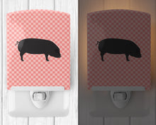 Load image into Gallery viewer, Devon Large Black Pig Pink Check Ceramic Night Light BB7931CNL