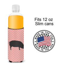 Load image into Gallery viewer, Devon Large Black Pig Pink Check   Hugger for slim cans