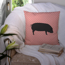 Load image into Gallery viewer, Devon Large Black Pig Pink Check Throw Pillow - 14x14 Decorative Pillow – Art for Your Home &amp; Patio BB7931PW1414