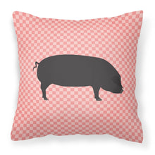 Load image into Gallery viewer, Devon Large Black Pig Pink Check Fabric Decorative Pillow BB7931PW1818