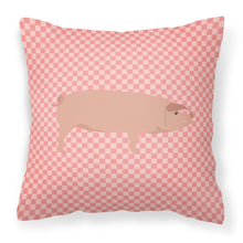 Load image into Gallery viewer, American Landrace Pig Pink Check Fabric Decorative Pillow BB7932PW1818