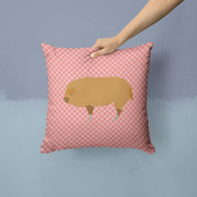 Load image into Gallery viewer, Hungarian Mangalica Pig Pink Check Throw Pillow - 14x14 Decorative Pillow – Art for Your Home &amp; Patio BB7934PW1414