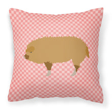 Load image into Gallery viewer, Hungarian Mangalica Pig Pink Check Fabric Decorative Pillow BB7934PW1818