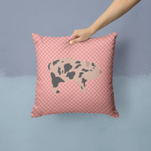 Load image into Gallery viewer, Mini Miniature Pig Pink Check Throw Pillow - 14x14 Decorative Pillow – Art for Your Home &amp; Patio BB7935PW1414