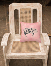Load image into Gallery viewer, Mini Miniature Pig Pink Check Fabric Decorative Pillow BB7935PW1818