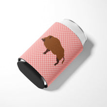Load image into Gallery viewer, Wild Boar Pig Pink Check Can or Bottle Hugger BB7936CC