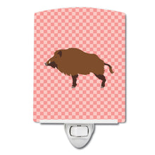 Load image into Gallery viewer, Wild Boar Pig Pink Check Ceramic Night Light BB7936CNL