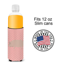 Load image into Gallery viewer, Welsh Pig Pink Check   Hugger for slim cans