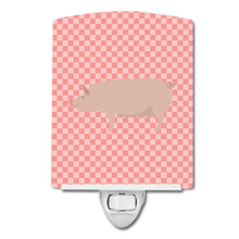 Load image into Gallery viewer, English Large White Pig Pink Check Ceramic Night Light BB7938CNL