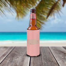 Load image into Gallery viewer, English Large White Pig Pink Check   Hugger for slim cans