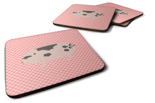 Load image into Gallery viewer, Gloucester Old Spot Pig Pink Check Foam Coaster  BB7940FC