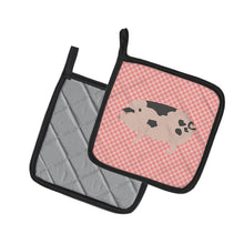 Load image into Gallery viewer, Gloucester Old Spot Pig Pink Check Pot Holders - Set of 2 - Heat-Resistant Kitchen Essentials BB7940PTHD