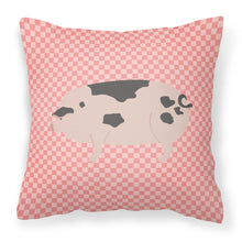 Load image into Gallery viewer, Gloucester Old Spot Pig Pink Check Fabric Decorative Pillow BB7940PW1818