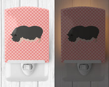 Load image into Gallery viewer, Vietnamese Pot-Bellied Pig Pink Check Ceramic Night Light BB7941CNL