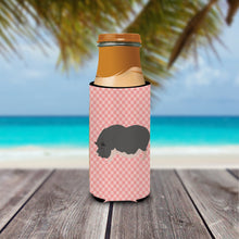Load image into Gallery viewer, Vietnamese Pot-Bellied Pig Pink Check   Hugger for slim cans