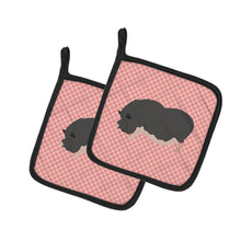 Load image into Gallery viewer, Vietnamese Pot-Bellied Pig Pink Check Pot Holders - Set of 2 - Heat-Resistant Kitchen Essentials BB7941PTHD