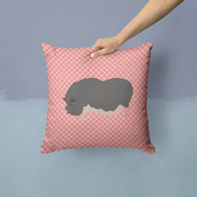 Load image into Gallery viewer, Vietnamese Pot-Bellied Pig Pink Check Throw Pillow - 14x14 Decorative Pillow – Art for Your Home &amp; Patio BB7941PW1414