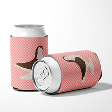 Load image into Gallery viewer, Large Pigeon Pink Check Can or Bottle Hugger BB7943CC