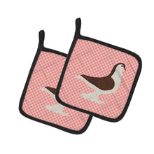 Load image into Gallery viewer, Large Pigeon Pink Check Pot Holders - Set of 2 - Heat-Resistant Kitchen Essentials BB7943PTHD