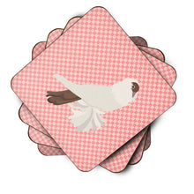 Load image into Gallery viewer, German Helmet Pigeon Pink Check Foam Coaster  BB7944FC