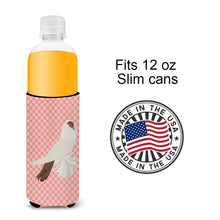 Load image into Gallery viewer, German Helmet Pigeon Pink Check   Hugger for slim cans