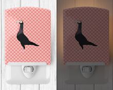 Load image into Gallery viewer, English Carrier Pigeon Pink Check Ceramic Night Light BB7945CNL