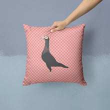 Load image into Gallery viewer, English Carrier Pigeon Pink Check Throw Pillow - 14x14 Decorative Pillow – Art for Your Home &amp; Patio BB7945PW1414