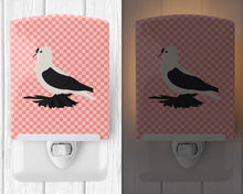 Load image into Gallery viewer, Saxon Fairy Swallow Pigeon Pink Check Ceramic Night Light BB7946CNL