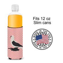 Load image into Gallery viewer, Saxon Fairy Swallow Pigeon Pink Check   Hugger for slim cans