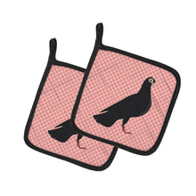 Load image into Gallery viewer, Budapest Highflyer Pigeon Pink Check Pot Holders - Set of 2 - Heat-Resistant Kitchen Essentials BB7947PTHD