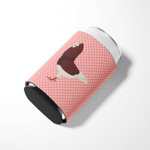 Load image into Gallery viewer, Capuchin Red Pigeon Pink Check Can or Bottle Hugger BB7948CC