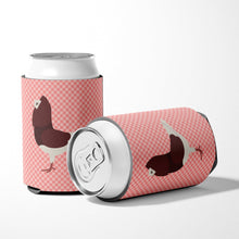 Load image into Gallery viewer, Capuchin Red Pigeon Pink Check Can or Bottle Hugger BB7948CC