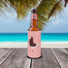 Load image into Gallery viewer, Capuchin Red Pigeon Pink Check   Hugger for slim cans