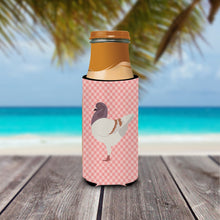 Load image into Gallery viewer, German Modena Pigeon Pink Check   Hugger for slim cans