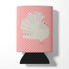 Load image into Gallery viewer, Silver Fantail Pigeon Pink Check Can or Bottle Hugger BB7950CC