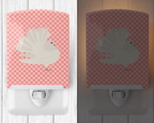 Load image into Gallery viewer, Silver Fantail Pigeon Pink Check Ceramic Night Light BB7950CNL