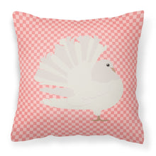 Load image into Gallery viewer, Silver Fantail Pigeon Pink Check Fabric Decorative Pillow BB7950PW1818