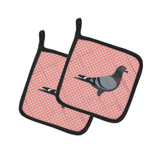 Load image into Gallery viewer, Racing Pigeon Pink Check Pot Holders - Set of 2 - Heat-Resistant Kitchen Essentials BB7951PTHD