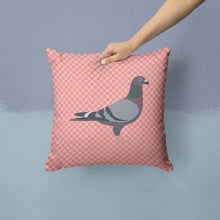Load image into Gallery viewer, Racing Pigeon Pink Check Throw Pillow - 14x14 Decorative Pillow – Art for Your Home &amp; Patio BB7951PW1414