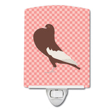 Load image into Gallery viewer, English Pouter Pigeon Pink Check Ceramic Night Light BB7954CNL