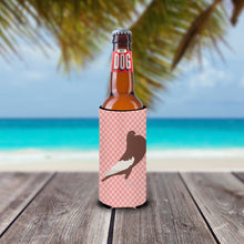 Load image into Gallery viewer, English Pouter Pigeon Pink Check   Hugger for slim cans