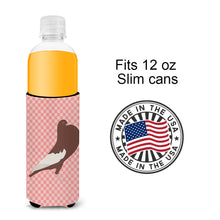Load image into Gallery viewer, English Pouter Pigeon Pink Check   Hugger for slim cans